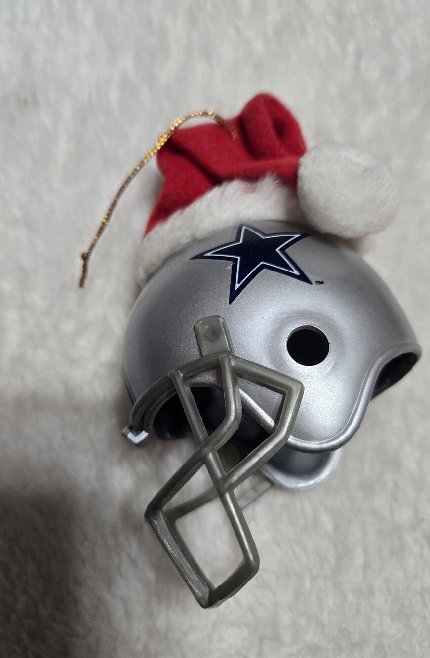 Dallas Cowboys Hemlet Santa Hat Christmas Small Ornament GUC